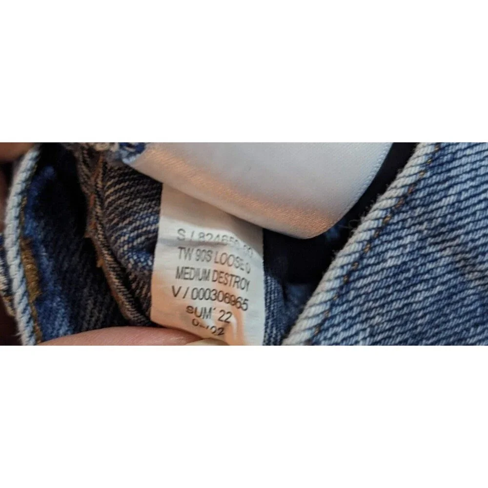 GAP Teen Boys 12 Medium Wash Destroyed Organic Cotton '90s Loose Jeans